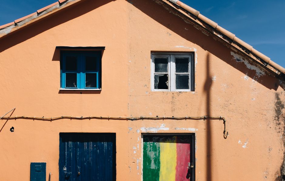 Close view of a painted exterior wall and window